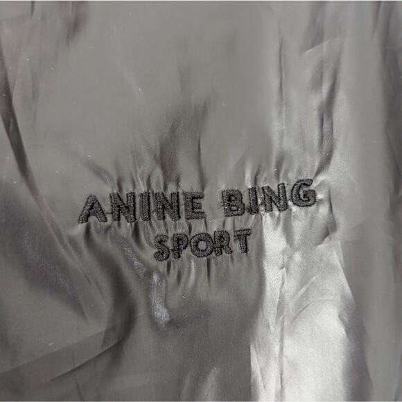 ANINE BING Gigi Black Shiny Glossy Sport Packable Windbreaker Jacket, size S - Picture 4 of 8
